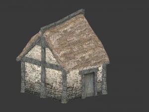 small thatched house low-poly 3D Model