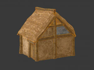 small thatched house low-poly 3D Model