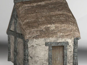 small thatched house low-poly 3D Model