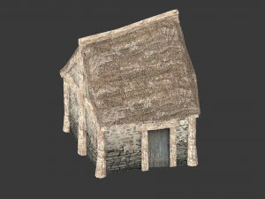 small thatched house low-poly 3D Model