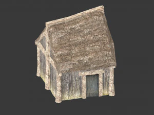 small thatched house low-poly 3D Model