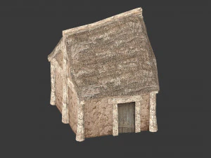 small thatched house low-poly 3D Model