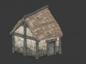 small thatched house low-poly 3D Model
