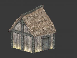 small thatched house low-poly 3D Model