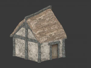small thatched house low-poly 3D Model