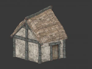 small thatched house low-poly 3D Model