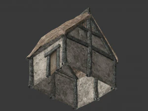 small thatched house low-poly 3D Model
