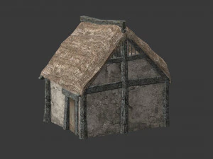 small thatched house low-poly 3D Model