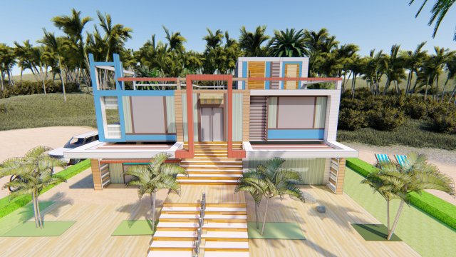 sketch up duplex home 3D 모델 .c4d .max .obj .3ds .fbx .stl .blend