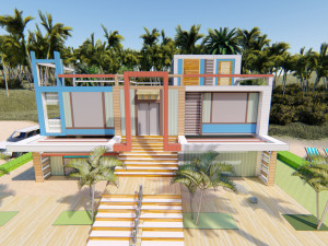 sketch up duplex home Modello 3D