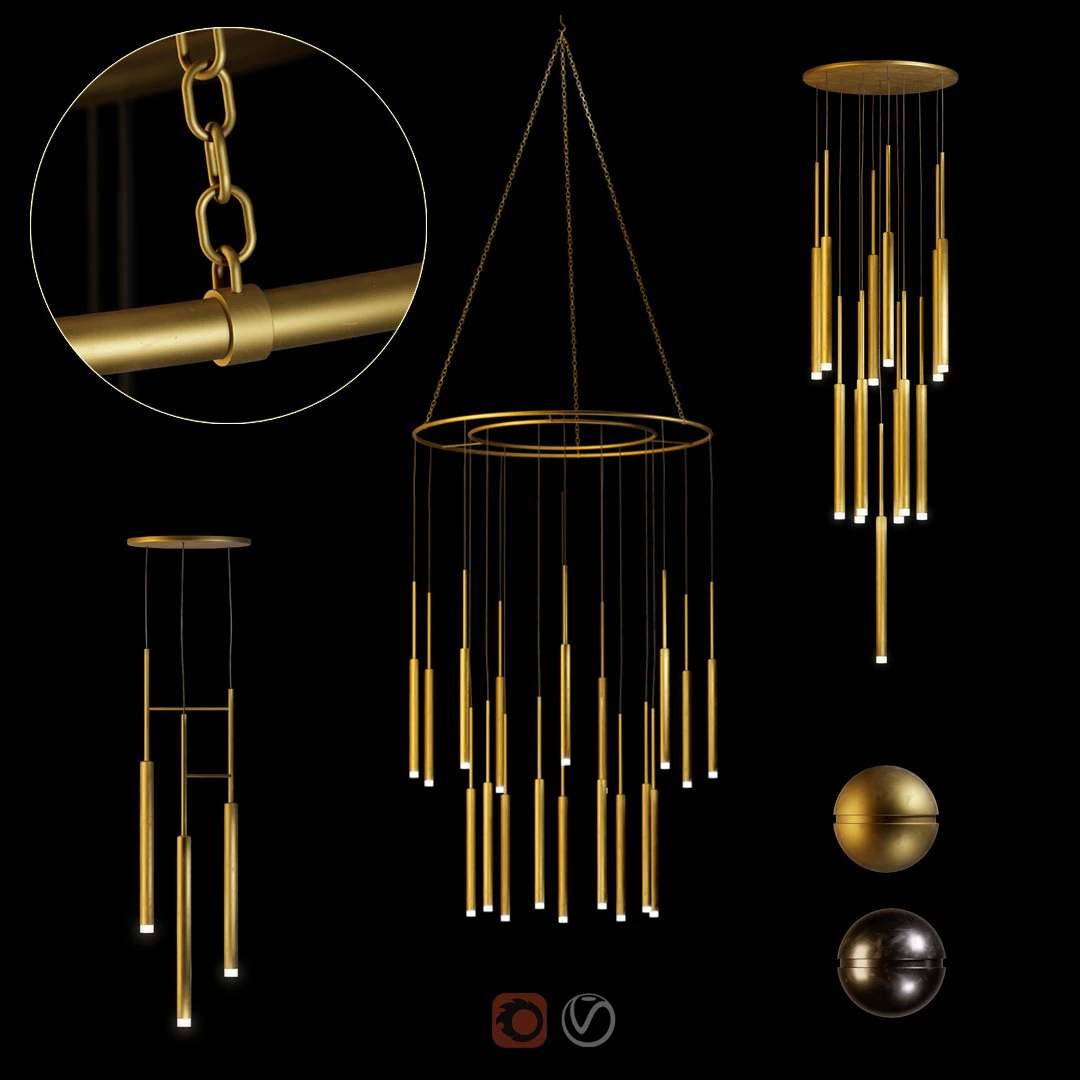 grok lighting-candle chandelier 3D Model .c4d .max .obj .3ds .fbx .stl .blend