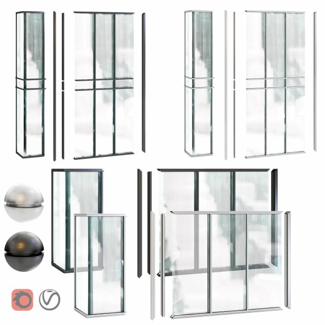 curtain wall-set02- smgdmf Model 3D .c4d .max .obj .3ds .fbx .stl .blend 