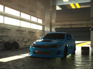Subaru in der Garage 3D Modell