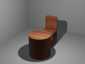 木椅和桌子 3D 模型