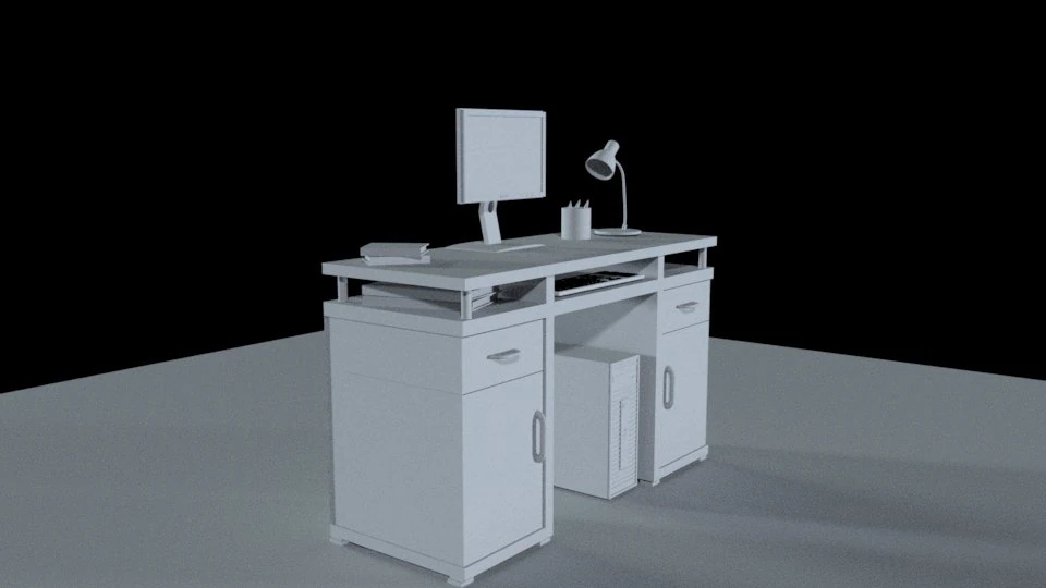 desk computer 3D Model .c4d .max .obj .3ds .fbx .stl .blend