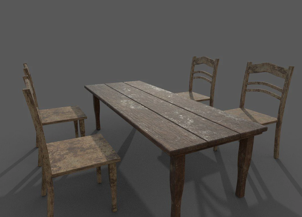 table with chairs 3D Model .c4d .max .obj .3ds .fbx .stl .blend 