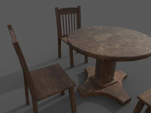 table bar with chairs 3D Model