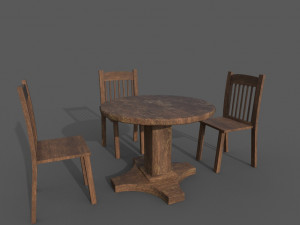 table bar with chairs 3D मॉडल