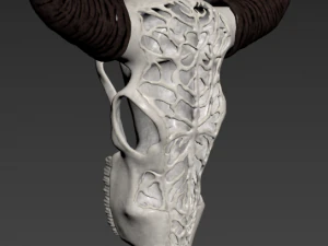 wall decor bull skull with bone carving 3D Model