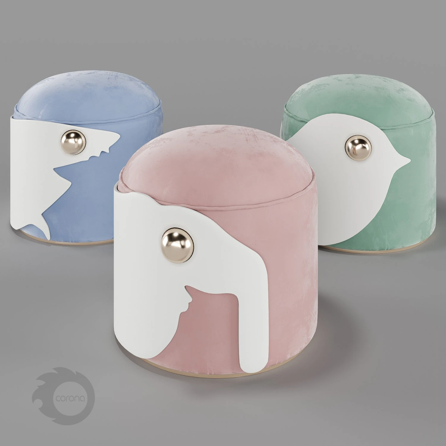 pufs circu animal stools collection 3D Model .c4d .max .obj .3ds .fbx .stl .blend 