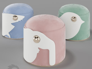 pufs circu animal stools collection Model 3D