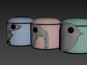 pufs circu animal stools collection Model 3D