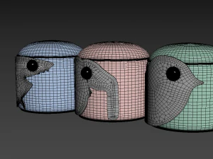 pufs circu animal stools collection 3D Model