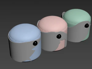 pufs circu animal stools collection 3D Model