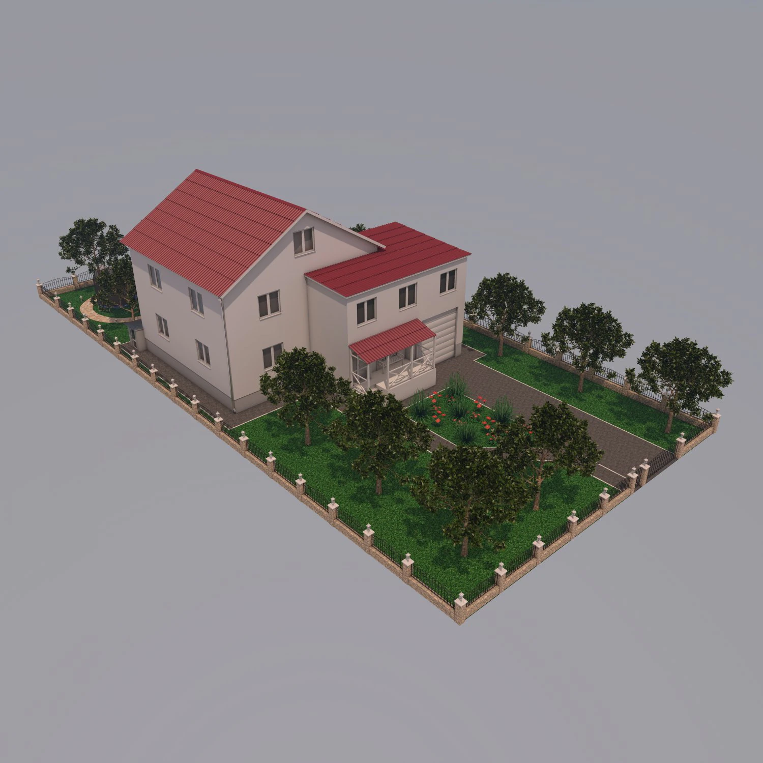 two-story house 3D Model .c4d .max .obj .3ds .fbx .stl .blend