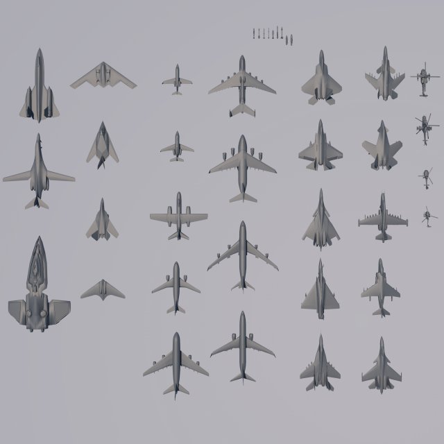 planes and helicopters collection 3D Модель .c4d .max .obj .3ds .fbx .stl .blend 