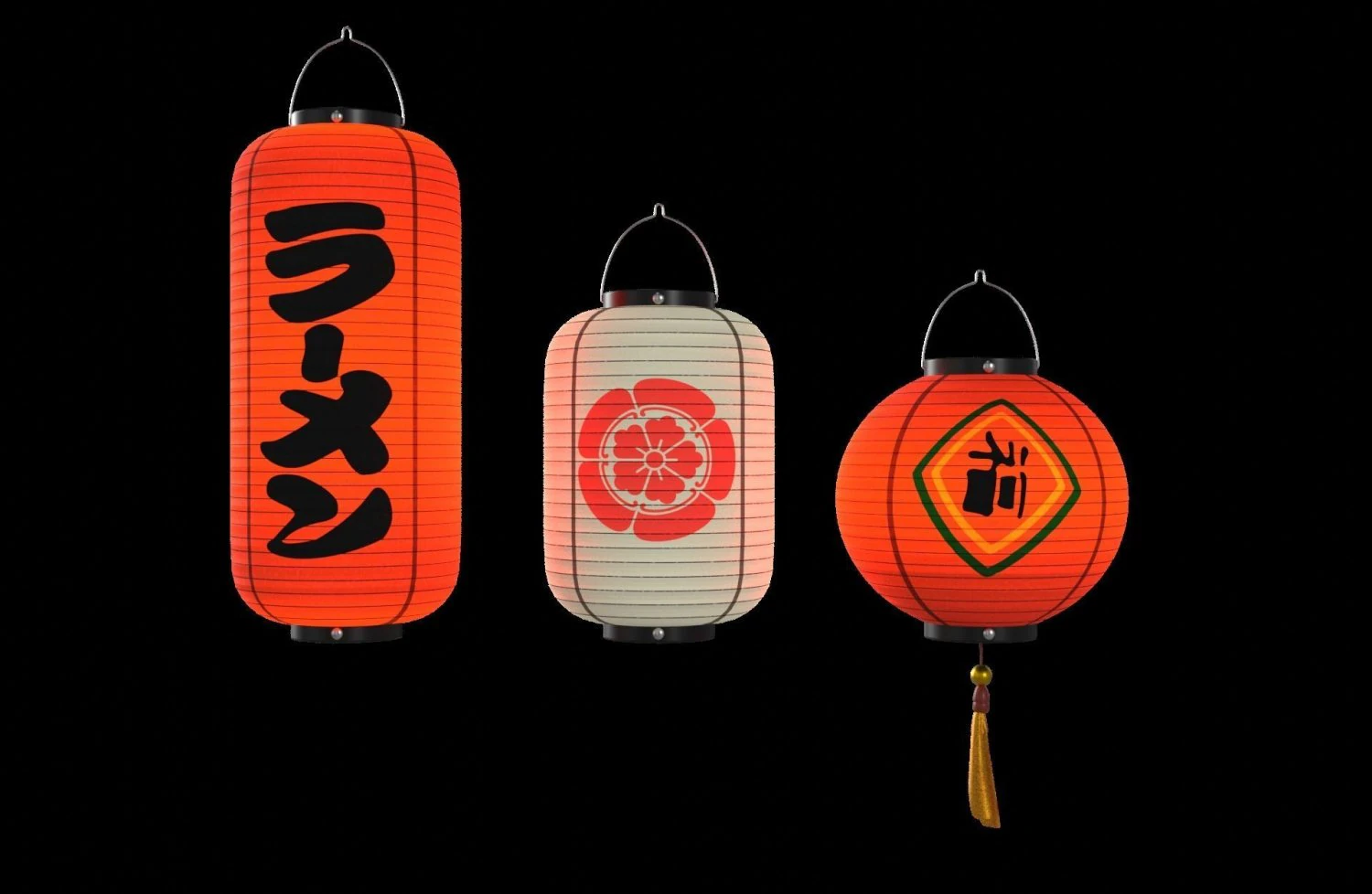 提灯 3Dモデル .c4d .max .obj .3ds .fbx .stl .blend 