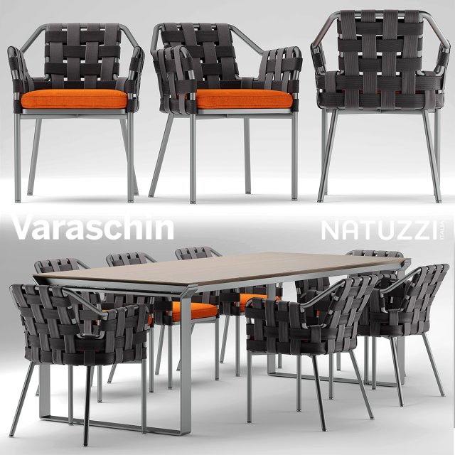 varaschin obi chair and natuzzi table Model 3D .c4d .max .obj .3ds .fbx .stl .blend 