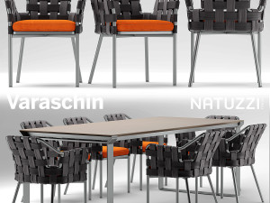 varaschin obi chair and natuzzi table 3D 模型