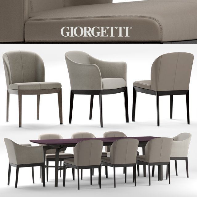 giorgetti normal chair and table 3D मॉडल .c4d .max .obj .3ds .fbx .stl .blend 
