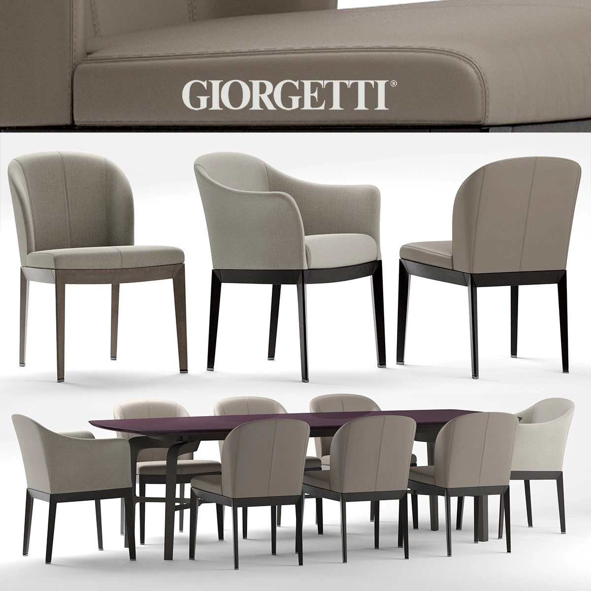 giorgetti normal chair and table 3D Model .c4d .max .obj .3ds .fbx .stl .blend