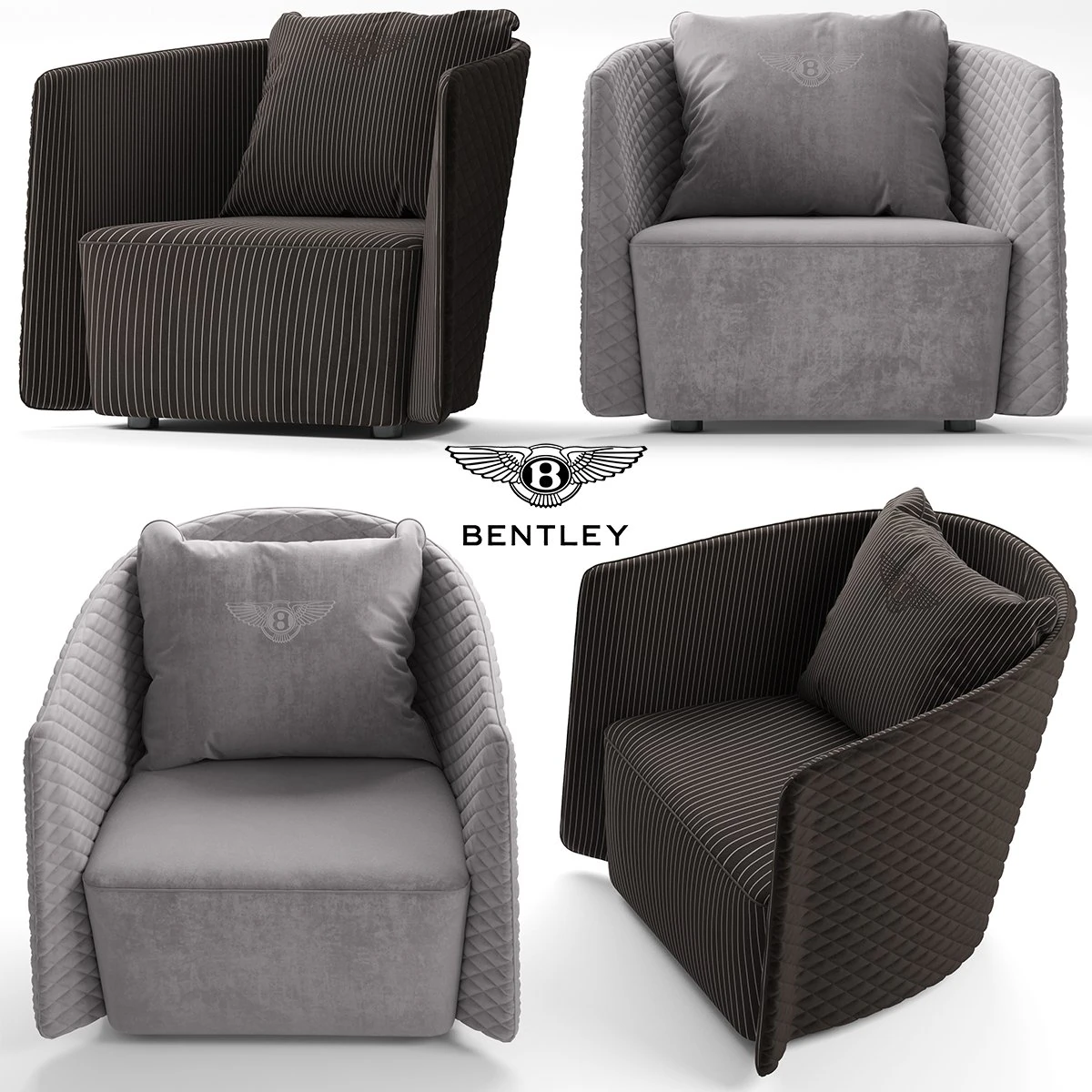 bentley butterfly armchair 3D Model .c4d .max .obj .3ds .fbx .stl .blend
