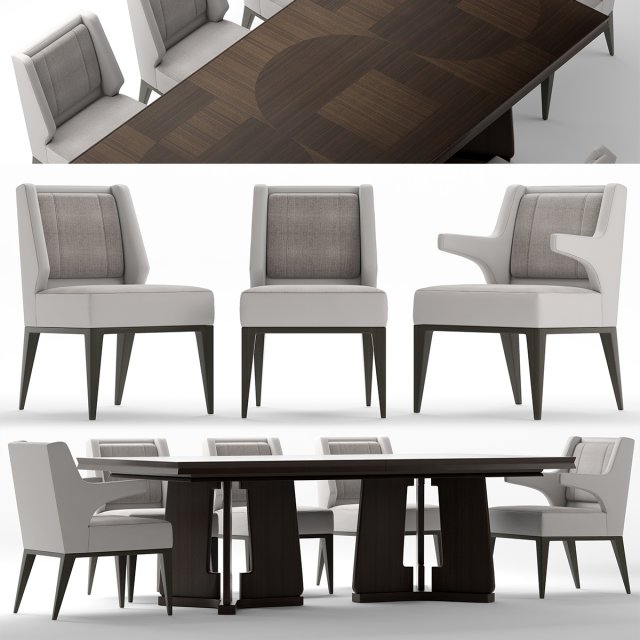 baker dining chair and table Modèle 3D .c4d .max .obj .3ds .fbx .stl .blend