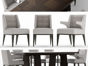 baker dining chair and table 3D मॉडल
