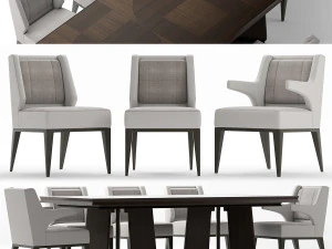 बेकर खाने की कुर्सी और मेज 3D मॉडल