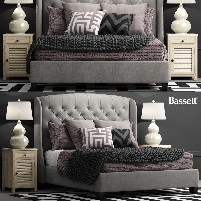 bassett arched queen bed Modèle 3D .c4d .max .obj .3ds .fbx .stl .blend 