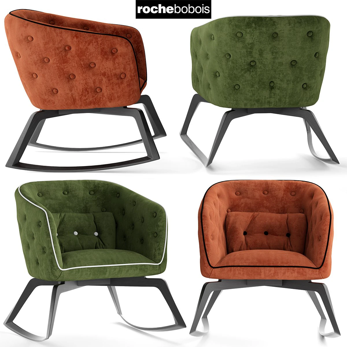 roche bobois quadrille rocking armchair 3D Model .c4d .max .obj .3ds .fbx .stl .blend