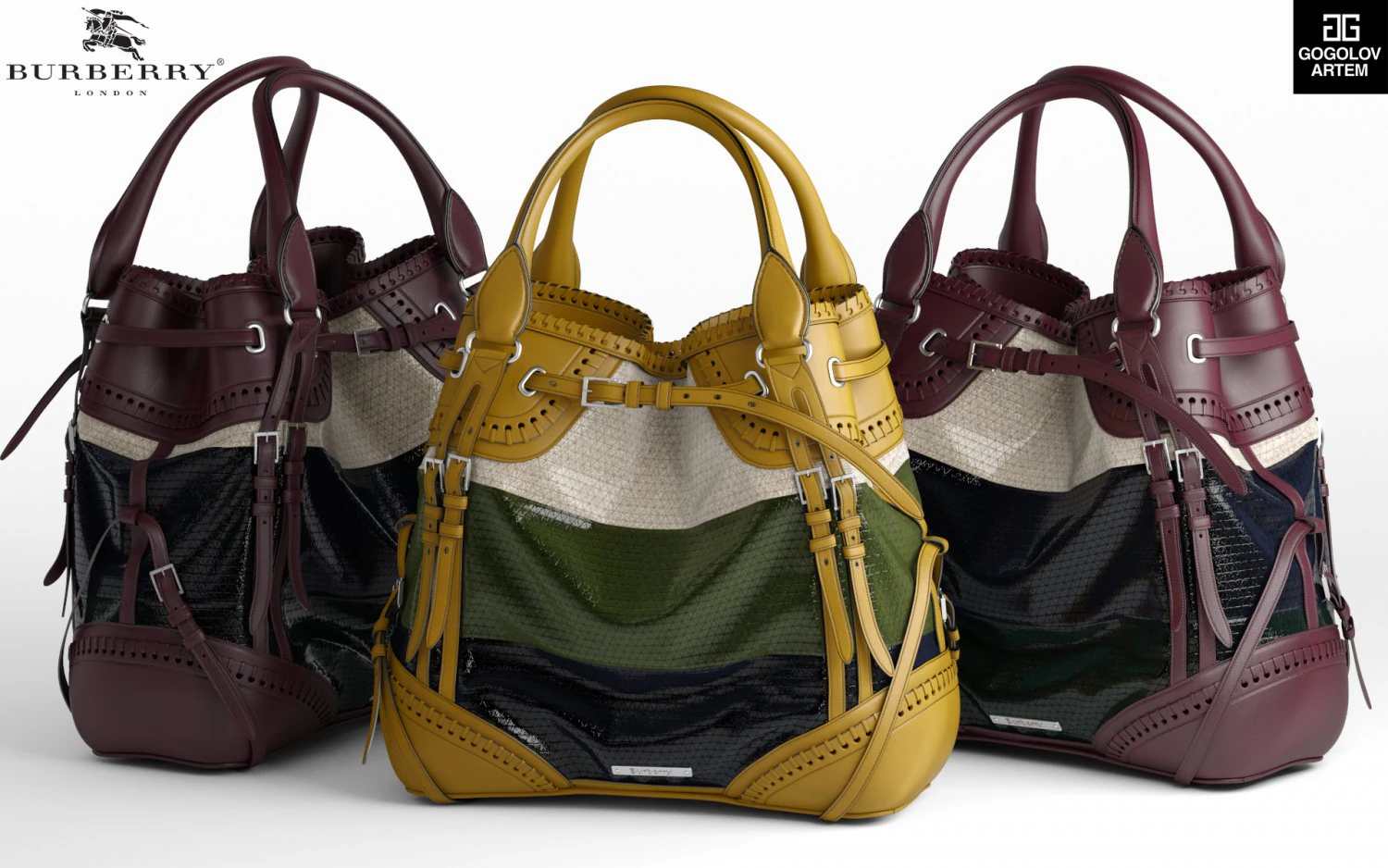 burberry whipstitch bag 3D Model .c4d .max .obj .3ds .fbx .stl .blend