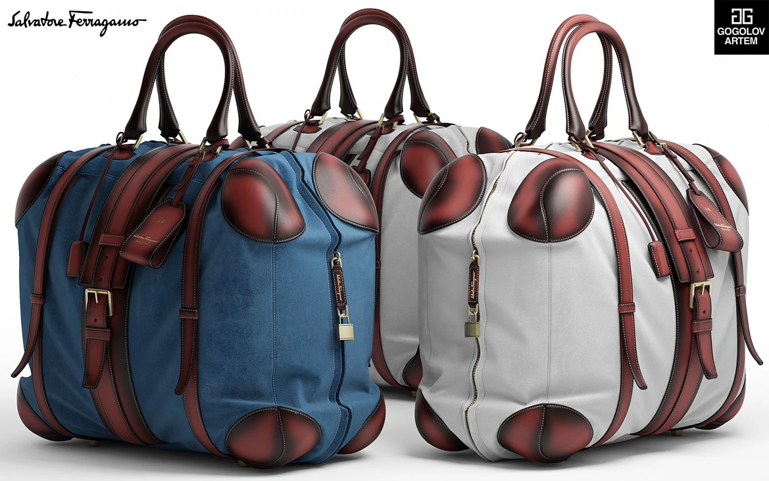 salvatore ferragamo bag 3D Model .c4d .max .obj .3ds .fbx .stl .blend 