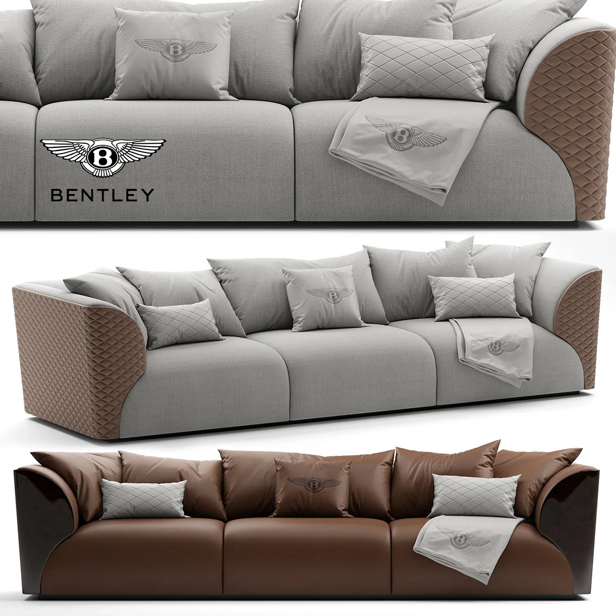 bentley home winston sofa 3D Model .c4d .max .obj .3ds .fbx .stl .blend