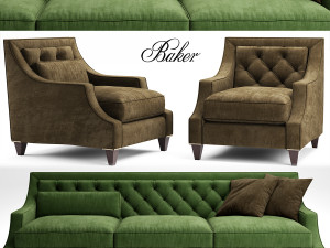 baker tufted Modello 3D
