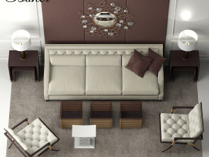 baker tufted Modèle 3D