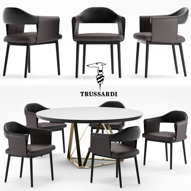 trussardi casa larzia chair and table 3D-Modell .c4d .max .obj .3ds .fbx .stl .blend 