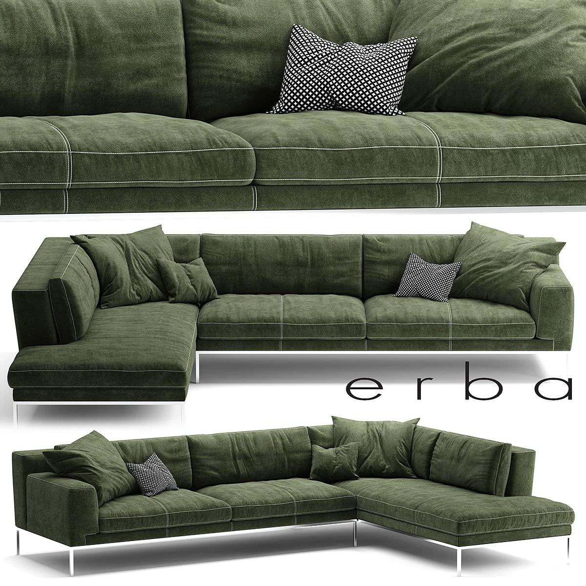 erba italia edizione sectional sofa 3D Model .c4d .max .obj .3ds .fbx .stl .blend