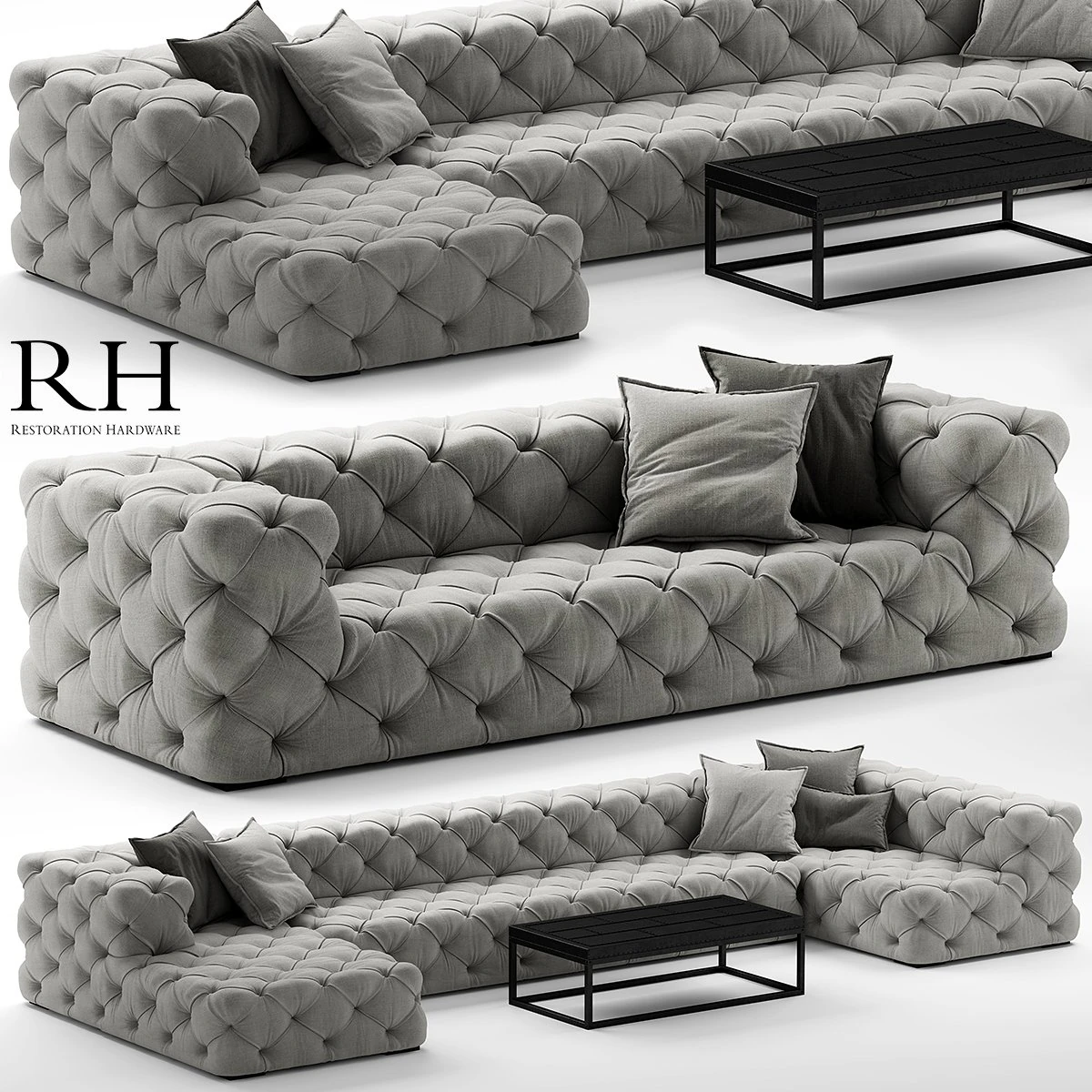 restoration hardware soho tufted 3D Model .c4d .max .obj .3ds .fbx .stl .blend