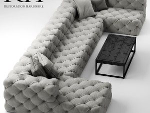 restoration hardware soho tufted 3Dモデル